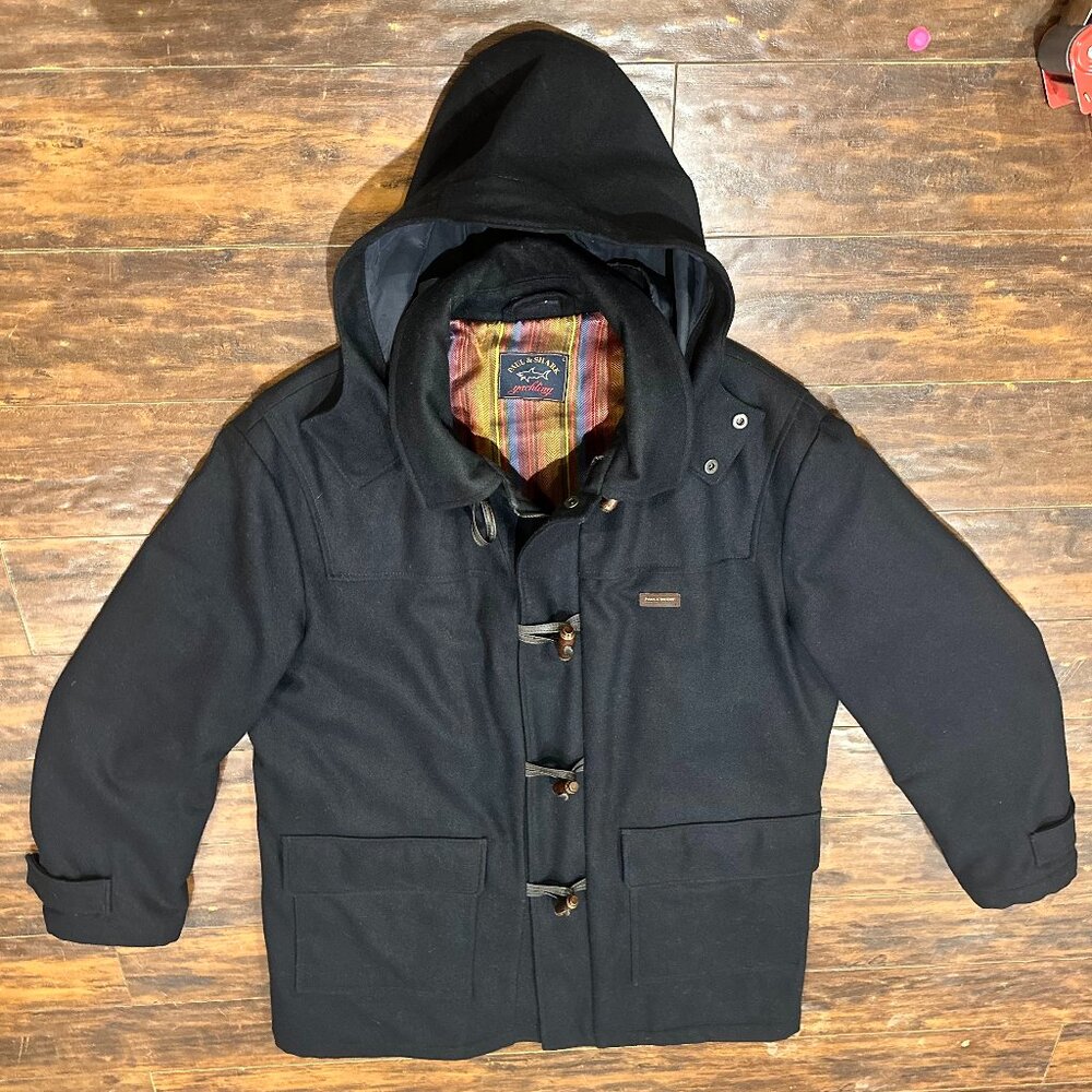 Vintage Paul & Shark Wool Duffle Coat – Black – Made in Italy